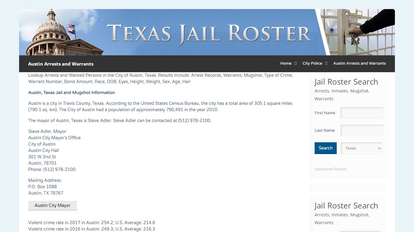 Austin Arrests and Warrants | Jail Roster Search